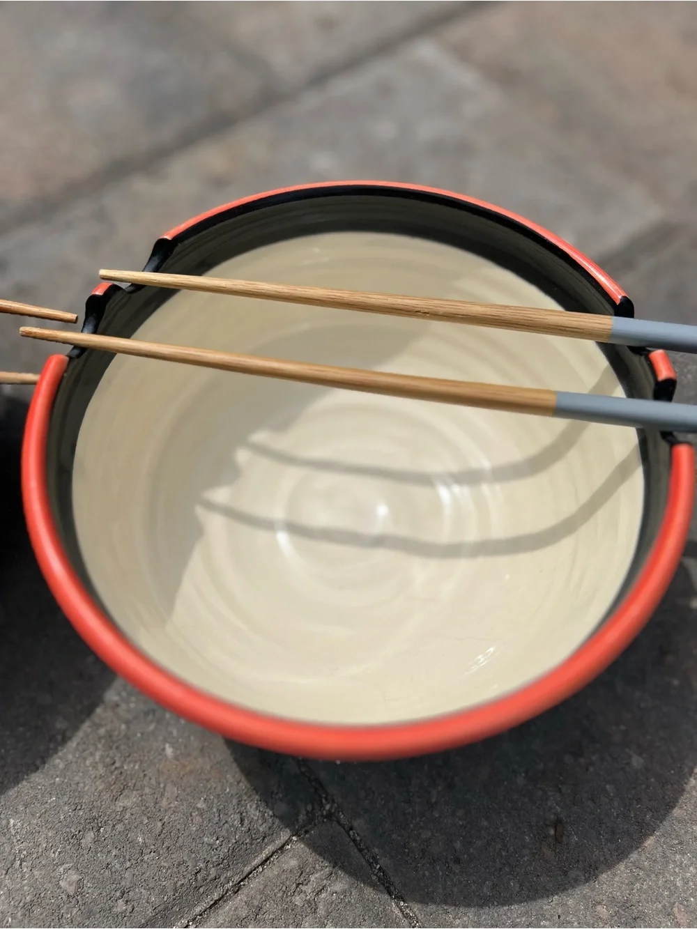 Handmade Ramen Bowl Set — Teal & Red, Artist Signe